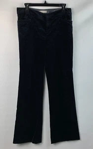 Banana Republic Sloan Pants Straight Black Velour Flat Front Zip 4-Pockets Sz 8 - Picture 1 of 10