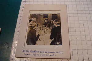 USO photo w Matting and text--HOME HOSPITALITY some wear to photo - Picture 1 of 2