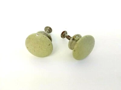 2 perillas de gabinete antiguas redondas de madera pintadas verdes tiradores de cajón 3,5 cm  Foto 1 de 4