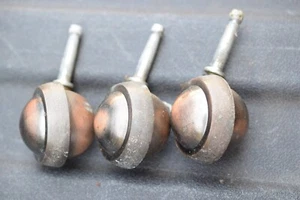 Vintage Set Of 3 Brass Ball Casters Wheels 2" Mid-Century Modern - Picture 1 of 2