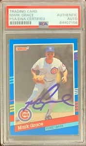 Mark Grace auto signed card Donruss #199 1991 Chicago Cubs PSA Encapsulated - Picture 1 of 2