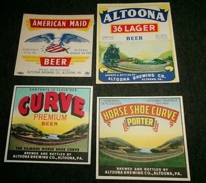 Horseshoe Curve, American maid, Altoona Brewery, Penn Vintage Beer Bottle Labels - Picture 1 of 1