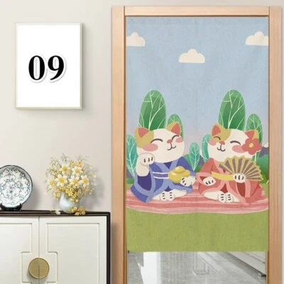 Noren Doorway Curtain Lucky Cat Room Divider Blind Home Entrance Decoration Cute - Image 1 of 4