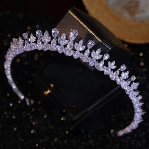Princess Clear Crystal Woman Headbands Crystal Tiara Headpieces Party Crown - Picture 1 of 5