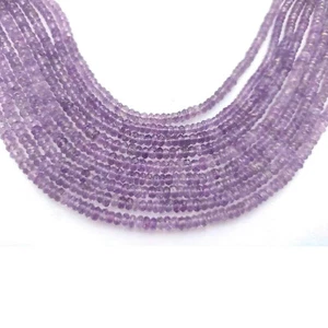 1 STRAND PINK AMETHYST RONDELLE FACETED 4MM DAINTY GEMSTONE LOOSE BEADS 13" - Picture 1 of 4
