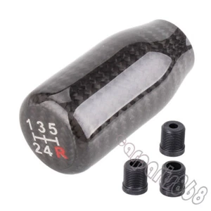 Carbon Fiber Universal 5 Speed Black Real Manual Gear Shift Knob Shifter Lever - Picture 1 of 12