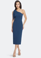 DRESS THE POPULATION Tiffany One-Shoulder Midi Dress Peacock Blue Plus Size XXL