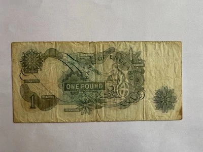 Queen Elizabeth II GREAT BRITAIN 1 Pound Banknote 1960's England Currency Bill - Image 1 of 2