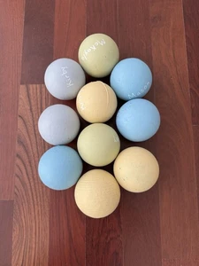 Vintage Set of 10 Colored Wood Game Balls Wooden Spheres Croquet Repainted - Picture 1 of 4