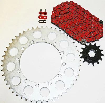 Cadena y piñones para Kawasaki KLX650R 650 R 1993 1994 1995 1996 rojo 14/51 112L Foto 1 de 4