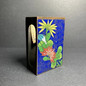 VINTAGE CHINESE CLOISONNE FLOWER ENAMEL MATCHBOX - Picture 1 of 6