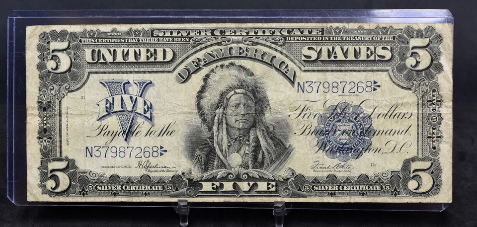 1899 Lg Size $5 Silver Certificate Chief Note VF (B143) - Image 1 of 2