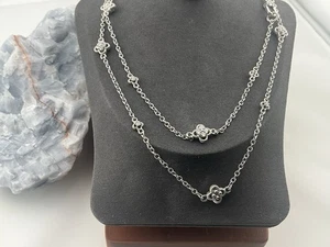 JUDITH RIPKA THAILAND 925 Sterling Silver CZ Station Necklace 36" - Picture 1 of 6