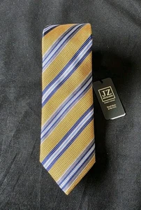 JZ RICHARDS BOULDER SILK TIE STRIPED GOLD HAND MADE IN USA -NWT - Picture 1 of 7
