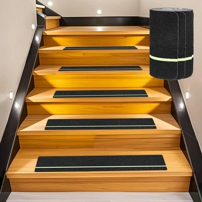 10Pcs Anti Slip Traction Tape 24" x 6" with 6mm Glow in Dark Stripe[Black+Green] - Imagem 1 de 4