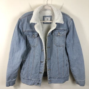 Fashion Custom Made Women’s Sherpa Fleeced Lined Denim Jacket Sz L Blue - Picture 1 of 15