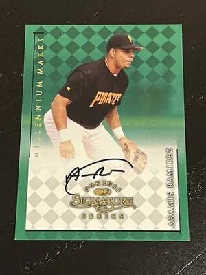 1998 98 DONRUSS SIGNATURE SERIES MILLENNIUM MARKS ARAMIS RAMIREZ AUTOGRAFADO #’d/1000 - Imagem 1 de 2