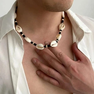 Scallop Bohemian Choker Necklaces Wood Bead Choker Jewelry Gifts - Picture 1 of 7