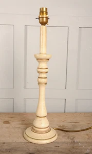 Country House Vintage Wooden Candlestick Lamp Base Decorative Paint Eggshell - Picture 1 of 3
