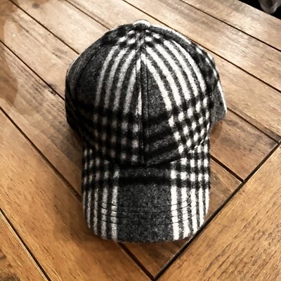 Charlie Paige Gris y Blanco Mezcla de Lana a Cuadros Damas Ajustable Gorra con hebilla O/S  Foto 1 de 4