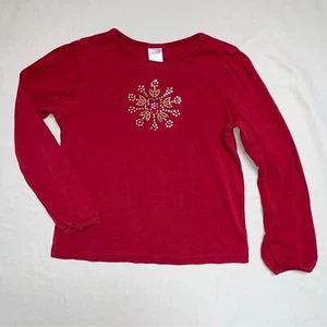 Gymboree Red Christmas Snowflake Shirt Girl’s 8 Gem Long Sleeve Tee Holiday Cute - Picture 1 of 6