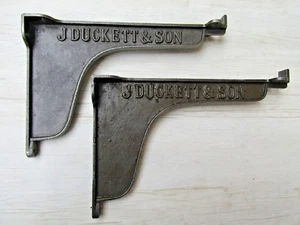 PAIR of 9" J DUCKETT & SON LIPPED Cast Iron Vintage shelf Bracket wall mounted - Picture 1 of 1