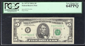 FR. 1977-F 1981-A $5 FRN FEDERAL RESERVE NOTE ATLANTA, GA PCGS CHOICE UNC-64PPQ - Picture 1 of 2