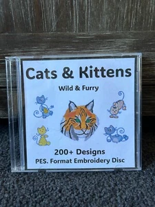 CATS & KITTENS Adorable Embroidery Machine Design Disc (200+ Designs) PES Format - Picture 1 of 2