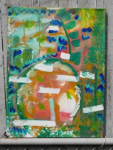 Pintura acrílica sobre lienzo pintada a mano, abstracta, 24" x 18" TORTUGA DECONSTRUIDA - Imagen 1 de 2