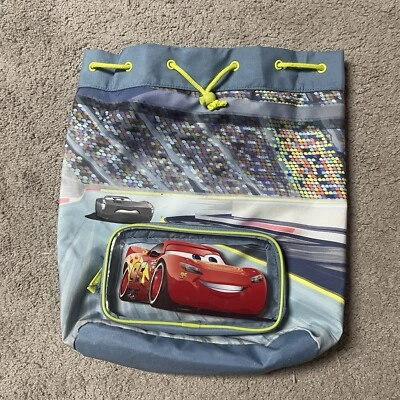 Disney Pixar Blue and Yellow Lightning McQueen Drawstring backpack - Image 1 of 4