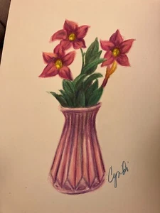 mandivilla acuarela lápiz dibujo original - Imagen 1 de 1