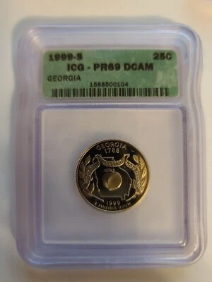 1999-S Proof State Quarter GEORGIA, ICG Graded PR69 DCAM in Slab - 25C - Image 1 of 4