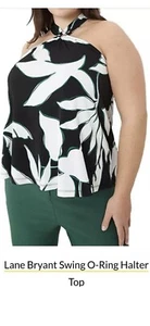 Lane Bryant Swing O-Ring Halter Top Floral BLK/WHT/Grn Size 18/20 NWOT (1151) - Picture 1 of 5