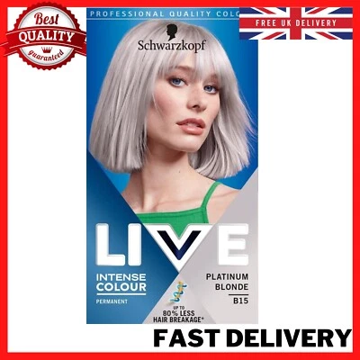 Schwarzkopf LIVE Intense Colour B15 Platinum Blonde, Permanent Hair Dye, Blonde