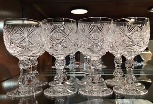 ELMIRA AMERICAN BRILLIANT CUT GLASS #17 WINE GLASS (8) C.1900 - Picture 1 of 15