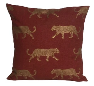 1 x Fryetts Leopard Print Burnt Orange Rust Gold Cushion Cover 16” 18” - Picture 1 of 6