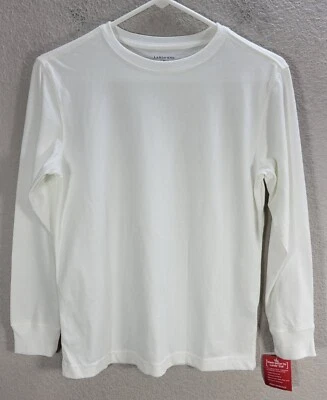 Unisex Youth Lands End Soft Off white Long Sleeve Shirt Cotton Sz M 10-12 NWT - Image 1 of 4