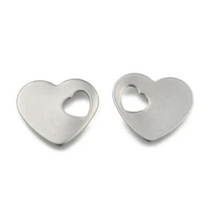 5 piezas Colgantes de acero inoxidable en blanco etiqueta de estampado dijes de corazón 15x18x1mm - Imagen 1 de 2
