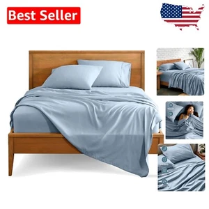 Easy Care 4-Piece Deep Pocket California King Microfiber Sheet Set - Dusty Blue - Picture 1 of 11