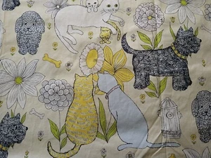 Anna Griffin FIFI & FIDO Collection 2010 Cotton Fabric Dogs Cats Green BTHY 18" - Picture 1 of 6