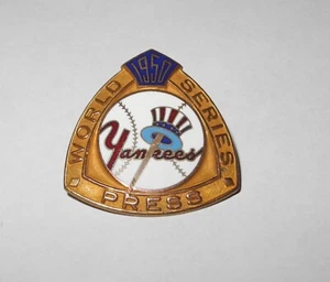 1950 Baseball New York Yankees World Series Media Press Pin Charm Button Pinback - Picture 1 of 2