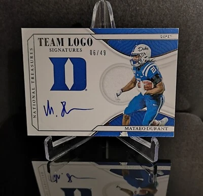 #'ed/49 MATAEO DURANT RC 2022 National Treasures Collegiate Team Logo Signatures - Image 1 of 2