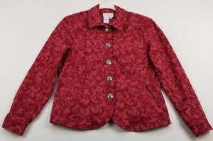 Coldwater Creek Blazer Jacket Women’s PS Petite Small Red Scrolls Long Sleeves