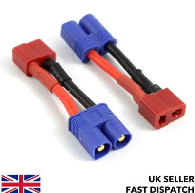 Deans female to EC3 male connector adaptor/wire/cable 30mm 14 AWG 3.5mm - Image 1 of 4