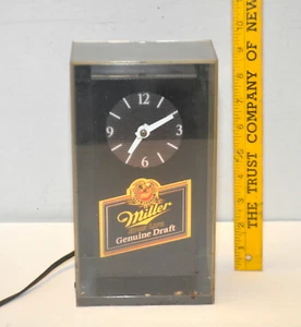 1980's Miller High Life Genuine Draft Lighted Retro Cube Clock - Picture 1 of 4