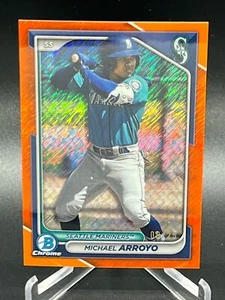 2024 BOWMAN MICHAEL ARROYO ORANGE SHIMMER CHROME REFRACTOR 8/25 BCP-97 MARINERS - Picture 1 of 2