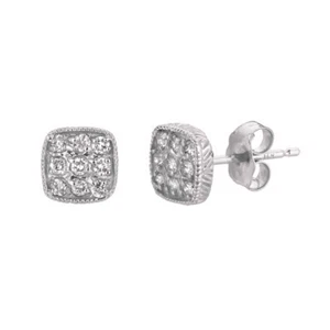 0.30 Carat Natural Diamond Square Earrings G SI 14K White Gold - Picture 1 of 1