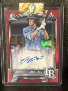 2025 Bowman Chrome Prospects Jack Lines #BCP-64 True Red Auto 5/5!! ๐ฅ - Picture 1 of 4