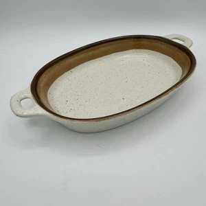 Mikasa Potters Art PF012 BUCKSKIN 9" Oval Platte Servier Beilage Schale Griffe SCHÖN - Bild 1 von 9