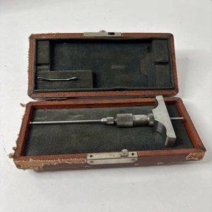 Brown & Sharpe No. 605 Micrometer Depth Gage in Case - Made in USA - Picture 1 of 16